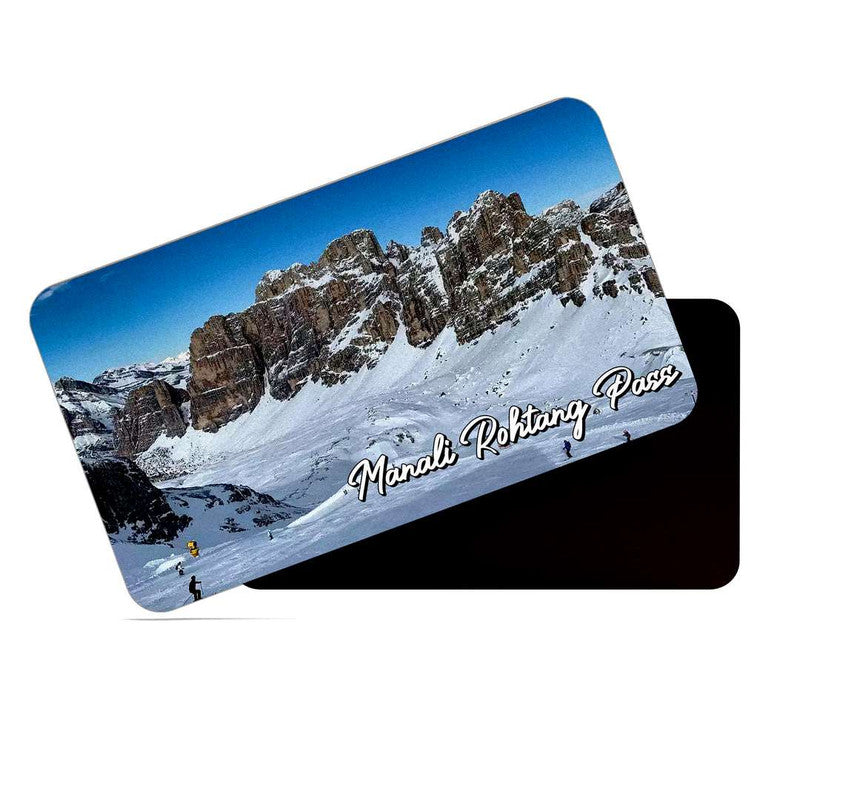 dhcrafts Rectangular Rubber Fridge Magnet / Magnetic Card Multicolor Himachal Pradesh Manali Rohtang Pass Design Pack of 1 (8.6cm x 5.4cm)
